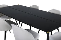Spisegruppe Pelle & Velvet 190 x 90 + spisestol 2-pakk – svart og krem