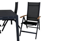 Posisjonsstol Panama & Marbella 2-pakk + Spisebord 160 x 100 – svart