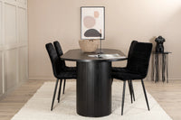 Spisegruppe oval 200 x 90 + spisestol 2-pakk – svart