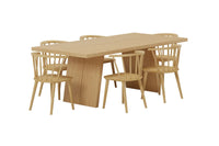 Spisestol Bobby & Logga 2-pakk + Rektangulært spisebord 210 x 100 – natur