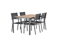 Spisestol Copacabana & Break 2-pakk + Rektangulært spisebord 150 x 90 – svart og mørkegrå