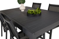 Spisestol Parma & Marbella 2-pakk + Rektangulært spisebord 160 x 100 – svart