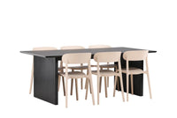 Spisestol 2-pakk + rektangulært spisebord 200 × 100 – beige og svart