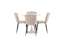 Spisestol Limhamn & Hamden 2-pakk + Spisebord rundt ⌀80 – beige og hvit
