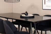 Spisegruppe Petra & Velvet rektangulært spisebord 190 x 90 + 2-pakk spisestoler – svart
