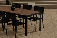 Spisestol Copacabana & Bois 2-pakk + Rektangulært spisebord 205 x 90 – svart og natur