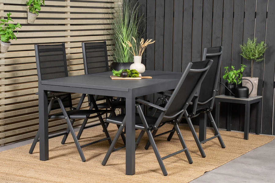 Posisjonsstol Break & Marbella 2-pakk + Rektangulært spisebord 160 x 100 – svart