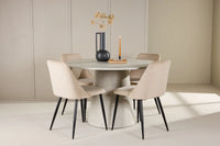 Spisegruppe rund ⌀120 med 2-pakk spisestoler – beige
