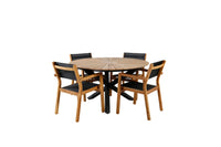 Spisestol Venice & Mexico 2-pakk – natur + Spisebord rundt ⌀140 – svart