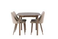 Spisegruppe oval 180 x 90 + 2-pakk spisestoler – natur og beige