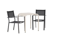 Spisestol Copacabana & Borneo 2-pakk + kafébord 70 x 70 – svart og beige