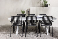 Spisebord Garcia & Peking 200 × 100 + spisestol 2-pakk – grå og svart