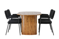 Spisestol Yesterday & Isolde 2-pakk – svart + Spisebord ovalt 180 x 90 – natur
