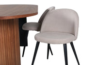 Spisegruppe oval 200 x 90 + spisestol 2-pakk – valnøtt og beige