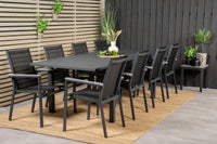 Spisestol Parma & Marbella 2-pakk + Rektangulært spisebord 160 x 100 – svart