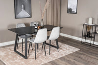 Spisegruppe Polar & Inca 2-pakk + Rektangulært spisebord 160 x 85 – grå og svart