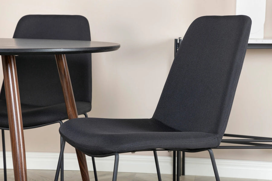 Spisestol Muce & Plaza 2-pakk + Rundt spisebord ⌀100 – svart