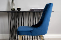 Spisegruppe Dipp & Velvet Deluxe Rund ⌀115 + spisestol 2-pakk – svart og blå