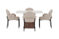 Spisestol 2-pakk + rektangulært spisebord 120 x 120 – beige og lys grå