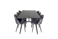 Spisegruppe Sleek & Velvet 195 x 95 + 2-pakk spisestol – svart
