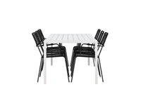 Spisestol Lindos & Break 2-pakk – svart + Rektangulært spisebord 205 x 90 – hvit