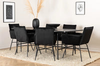 Spisestol Petra & Uno + Rektangulært spisebord 200 x 90 – svart