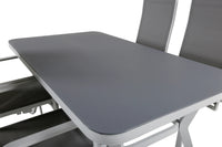 Spisebord Virya & Copacabana rektangulært 160 x 90 + reclinerstol 2-pakk – grå