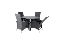 Spisebord Alma & Padova rundt ⌀120 + reclinerstol 2-pakk – svart