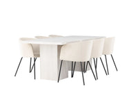 Spisegruppe Berit & Olga 200 x 90 – beige og hvit
