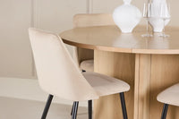 Spisestol Night & Strada 2-pakk – beige + Spisebord rektangulært ⌀120 – whitewash