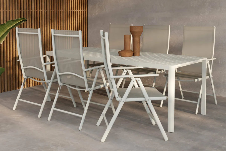 Spisestol 2-pakk + rektangulært spisebord 200 x 90 – beige