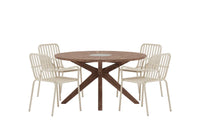 Spisegruppe Peking & Rosario 2-pakk, rundt bord ⌀140 – beige og brun