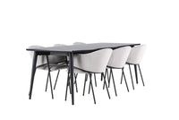 Spisestol Evelina & Ellis 2-pakk + rektangulært spisebord 230 x 85 – grå og svart