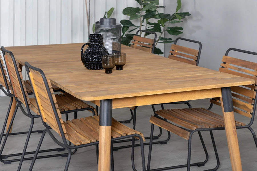 Spisegruppe Julian & Bois 210 x 100 + 2-pakk spisestol – natur