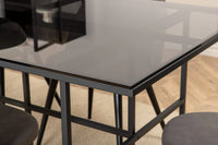 Spisegruppe 200 x 90 + spisestol 2-pakk – svart og grå