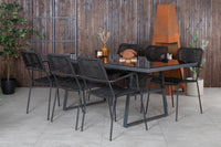 Spisegruppe Dallas & Lindos 193 x 90 + spisestol 2-pakk – svart