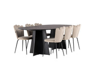 Spisestol Limhamn & Bootcut 2-pakk beige + Spisebord ovalt 230 x 115 – svart