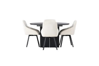 Spisestol Rosie & Matilda 2-pakk + Rundt spisebord ⌀130 – beige og svart