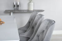 Spisebord Polar & Velvet Deluxe 180 x 90 + spisestol 2-pakk – hvit og lys grå