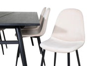 Spisegruppe Sleek & Polar 195 x 95 + spisestol 2-pakk – svart og beige