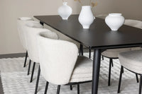 Spisestol Agnes & Ellis 2-pakk – hvit + Rektangulært spisebord 230 x 85 – svart