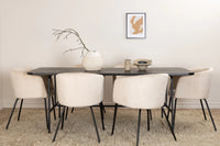 Spisegruppe Berit & Uno 200 x 90 – beige og svart