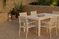 Spisestol Copacabana & Capo 2-pakk + Rektangulært spisebord 160/240 x 100 – beige