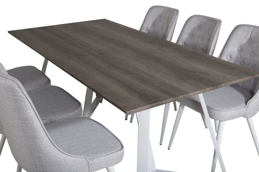 Spisegruppe Marina 180 x 90 2-pakk – grå og lys grå