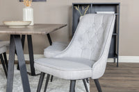 Spisegruppe Marina & Velvet Deluxe 180 x 90 + spisestol 2-pakk – natur og grå