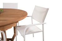 Spisestol Santorini & Kenya 2-pakk + Spisebord ovalt 180 x 120 – hvit og natur