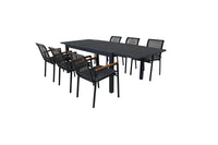 Spisestol Dallas & Marbella 2-pakk + rektangulært spisebord 160 x 100 – svart