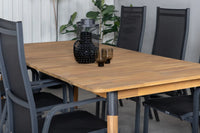 Spisegruppe Julian & Copacabana rektangulært spisebord 210 x 100 + 2-pakk reclinerstoler – natur og svart