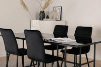 Spisebord rektangulært 200 x 90 + spisestol 2-pakk – svart