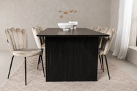 Spisestol Limhamn & Vail 2-pakk – beige + rektangulært spisebord 200 × 100 – svart